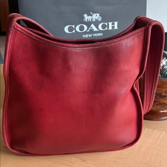 COACH K8D 9047 Ergo One Handle Bag Red Leather 1990 Vintage Rare find! - Picture 3 of 12